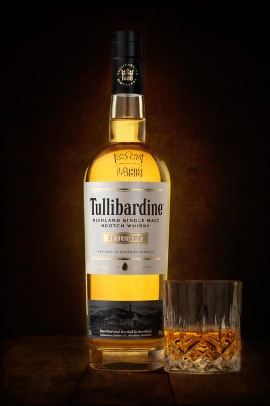 Product Photography of Whiskey Bottle and Glass